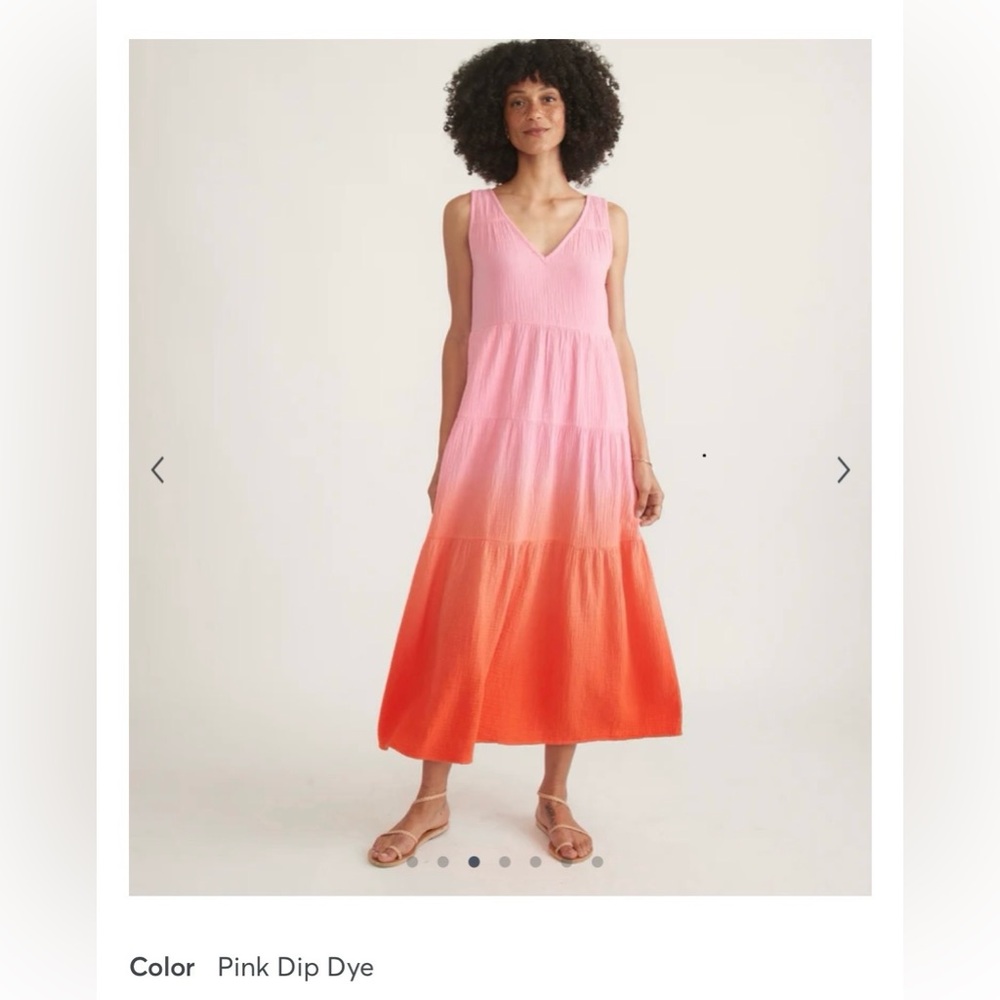 Marine Layer Women's Corinne Double Cloth Maxi Dress Size XS Color Pink Dip Dye